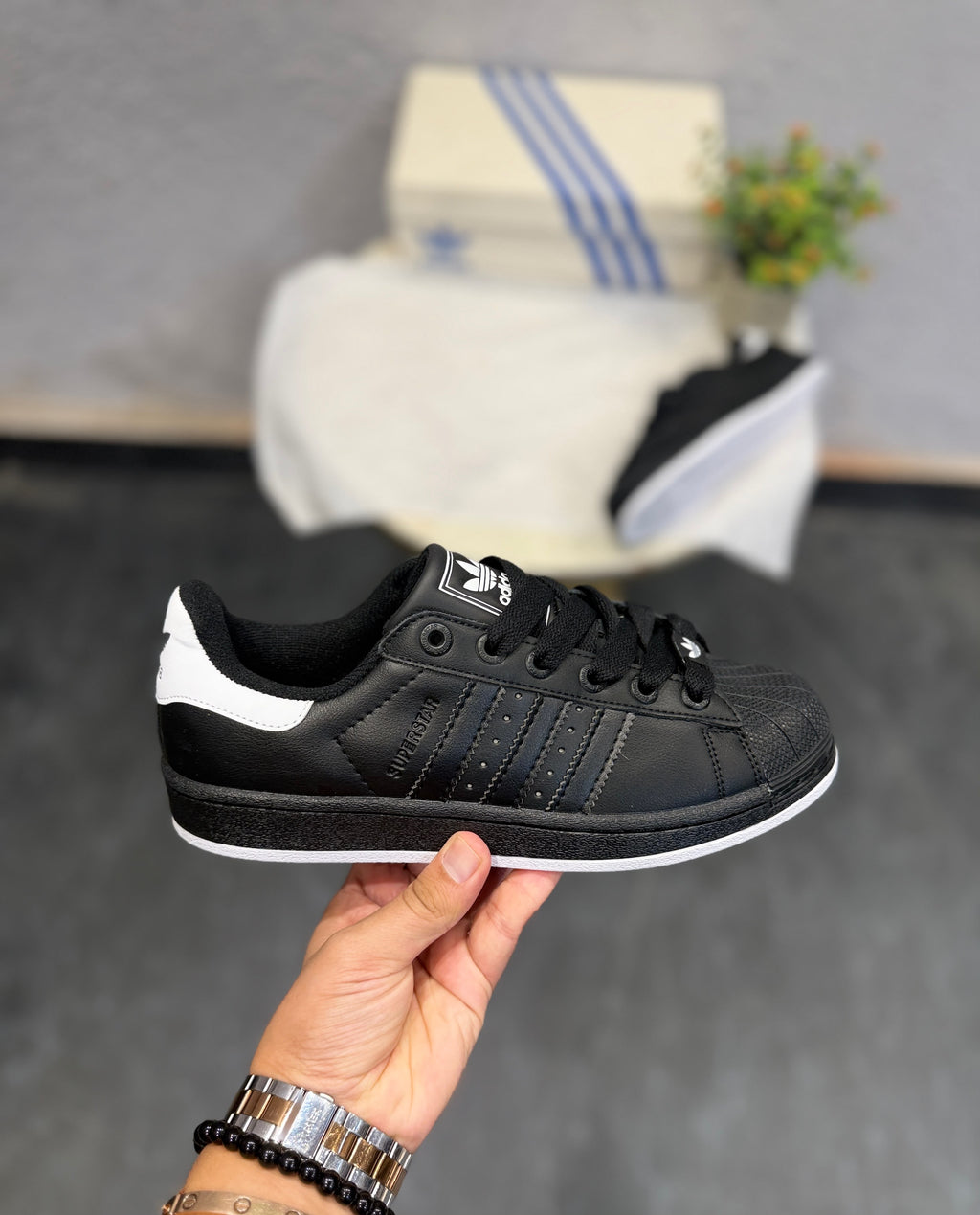 Adidas originals superstar black white sole