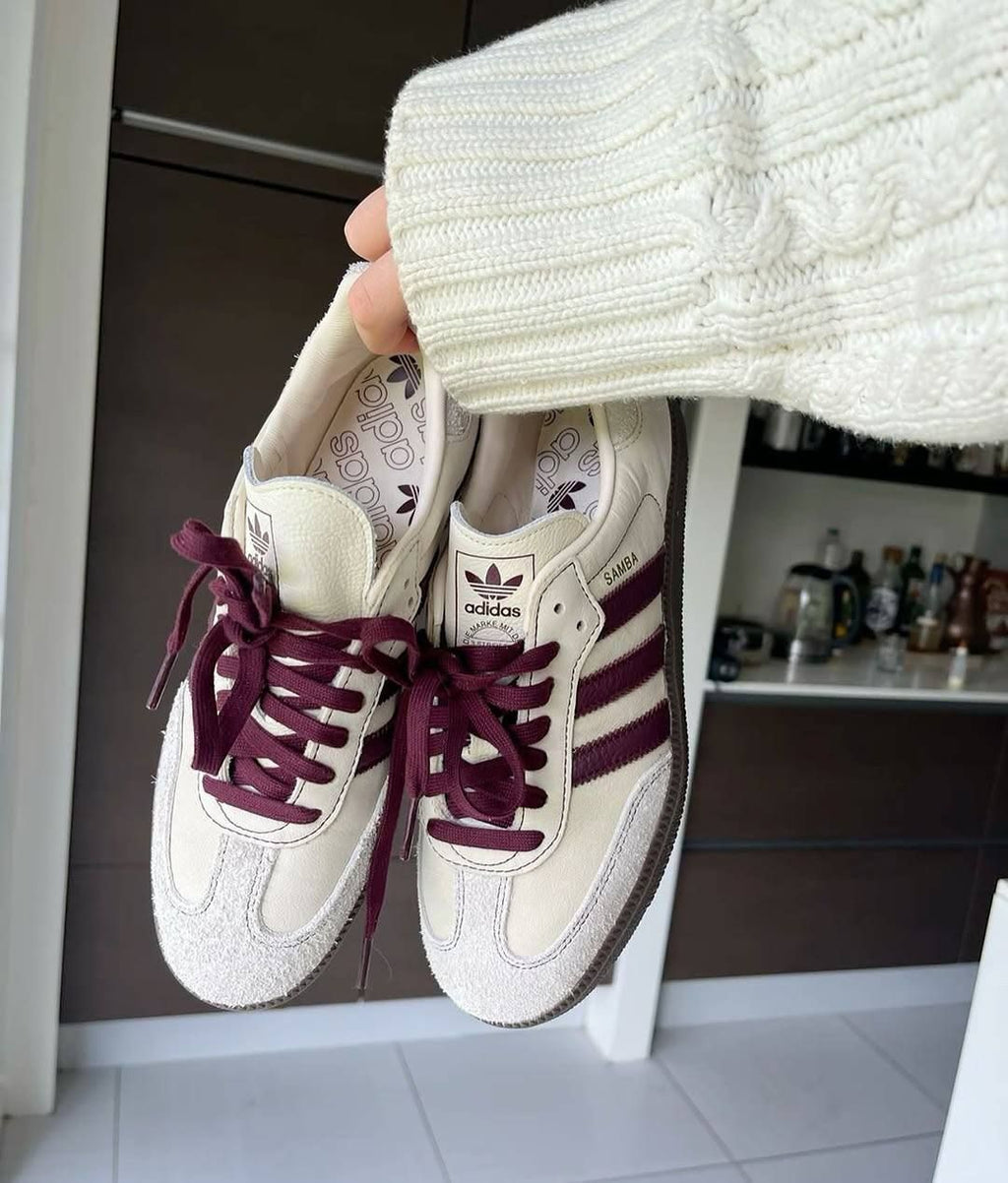 Adidas originals samba white maroon